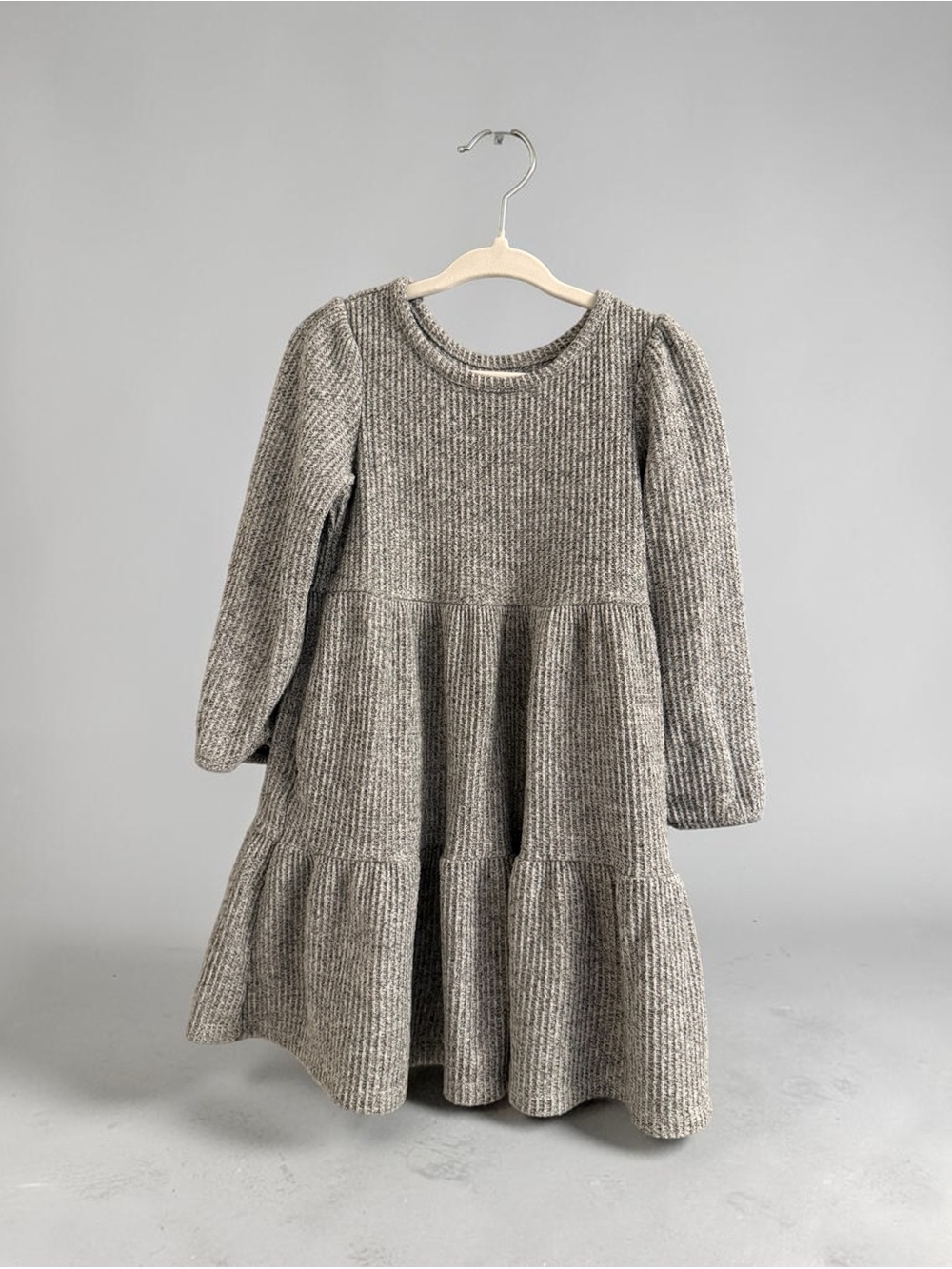 Cat & Jack Ribbed Tiered Knit Dress - Gray